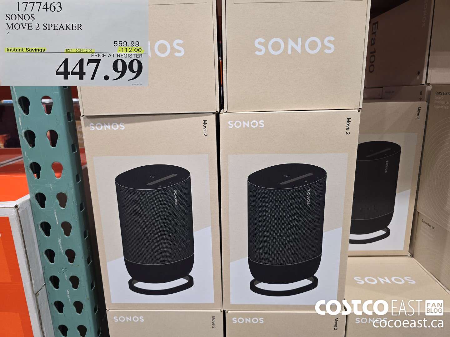 1777463 SONOS MOVE 2 SPEAKER ($112.00 INSTANT SAVINGS EXPIRES ON 2024-12-02) $447.99