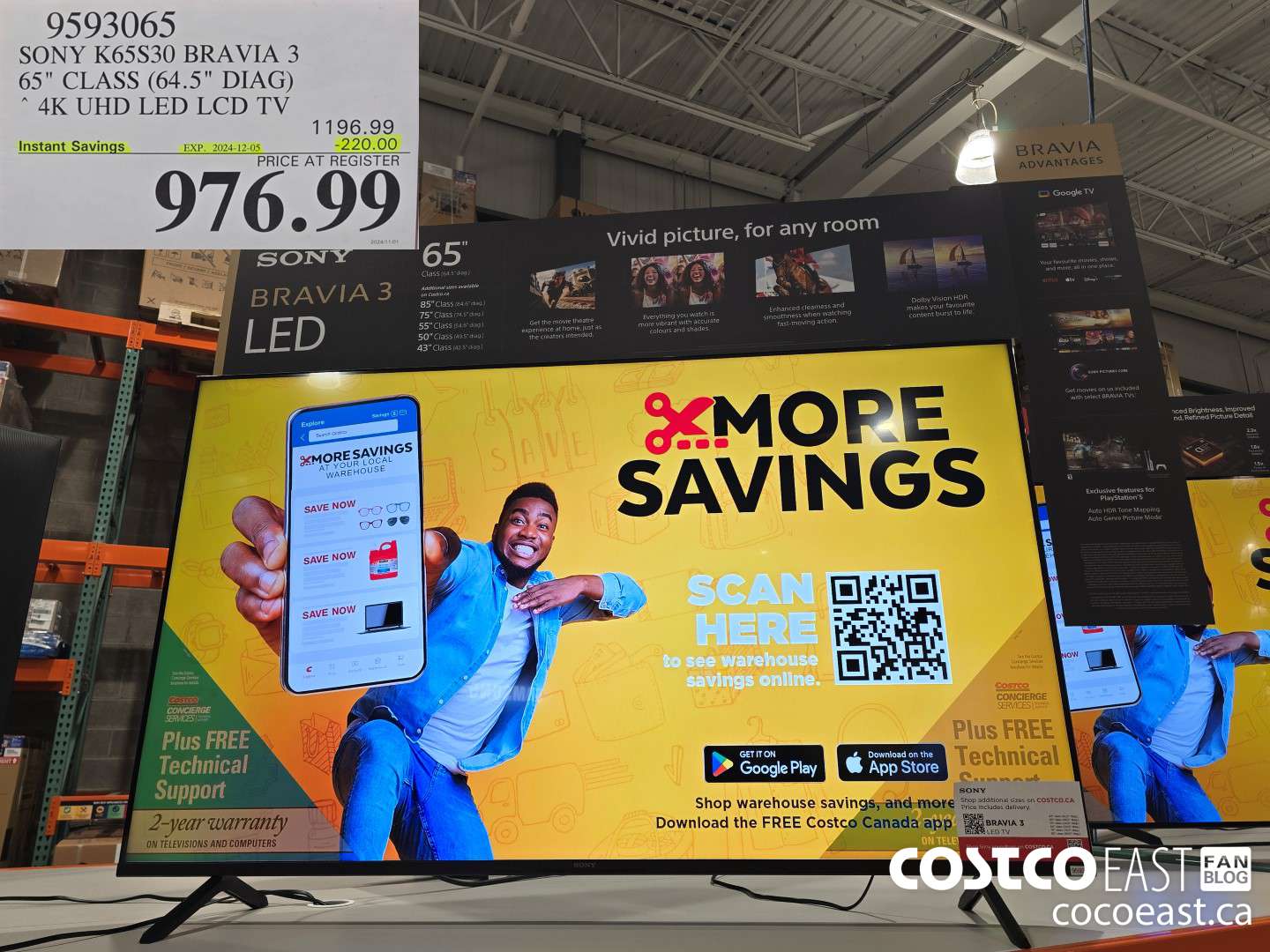 9593065 SONY K65S30 BRAVIA 3 65