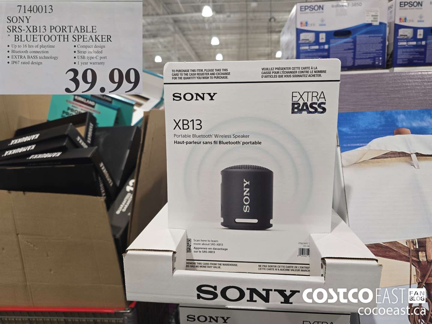 7140013 SONY SRSXB13 PORTABLE ~ BLUETOOTH SPEAKER $39.99