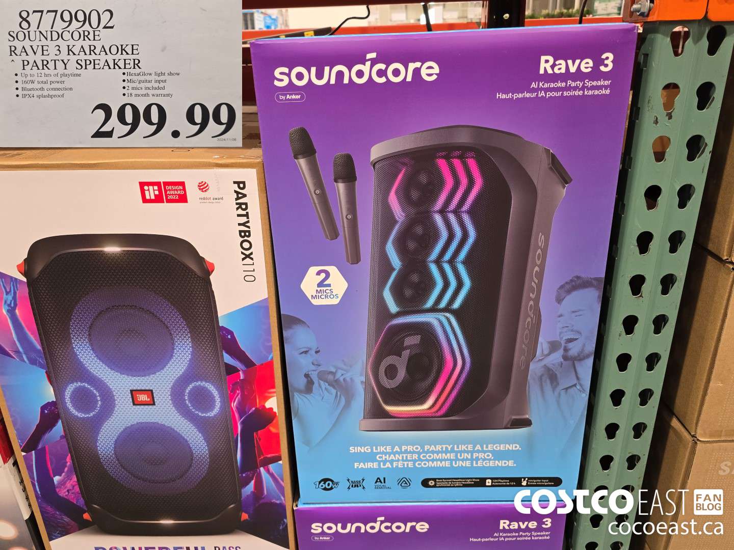 8779902 SOUNDCORE RAVE 3 KARAOKE ~ PARTY SPEAKER $299.99