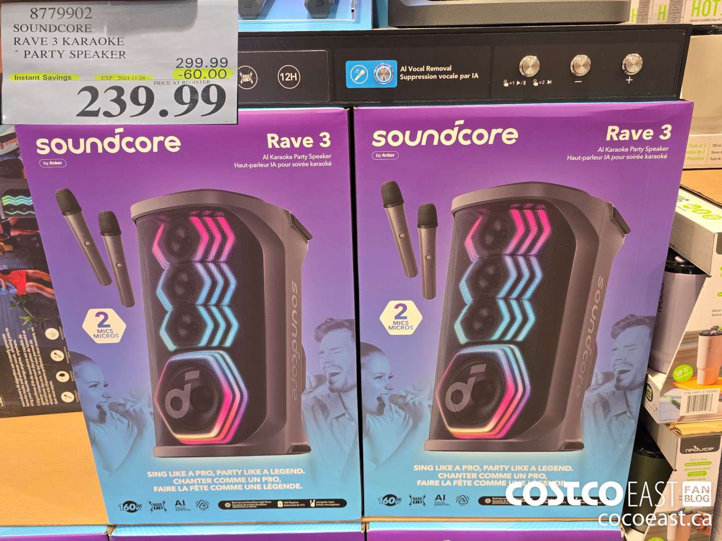 8779902 SOUNDCORE RAVE 3 KARAOKE ~ PARTY SPEAKER ($60.00 INSTANT SAVINGS EXPIRES ON 2024-11-24) $239.99