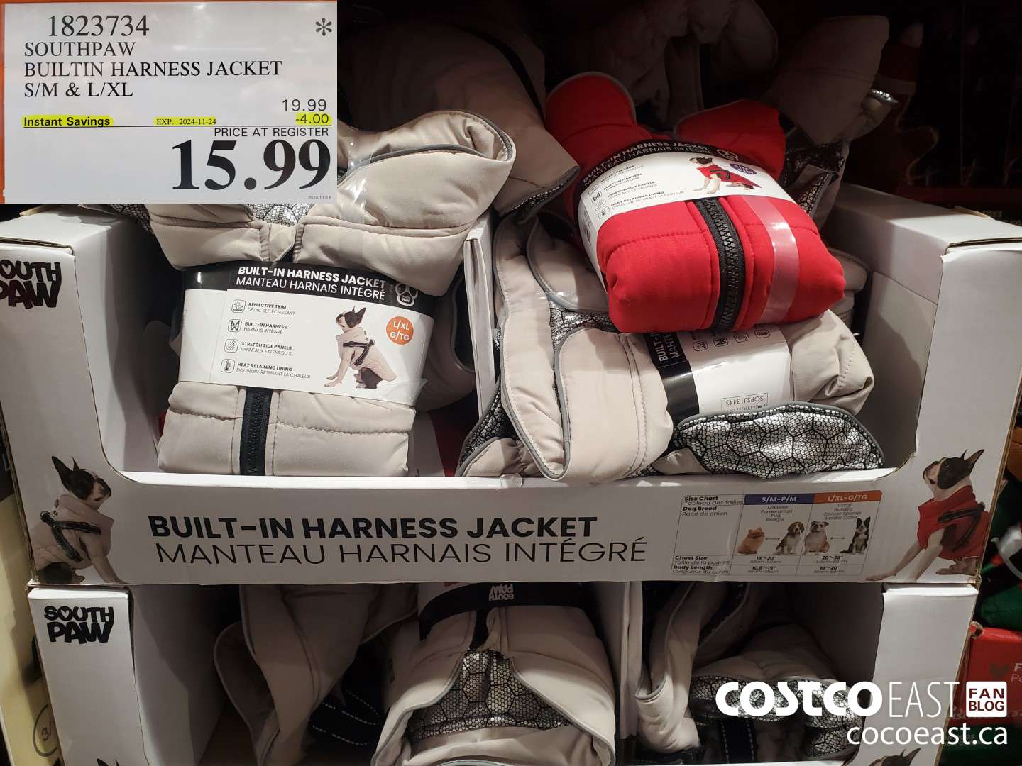 1823734 SOUTHPAW BUILTIN HARNESS JACKET S/M & L/XL ($4.00 INSTANT SAVINGS EXPIRES ON 2024-11-24) $15.99