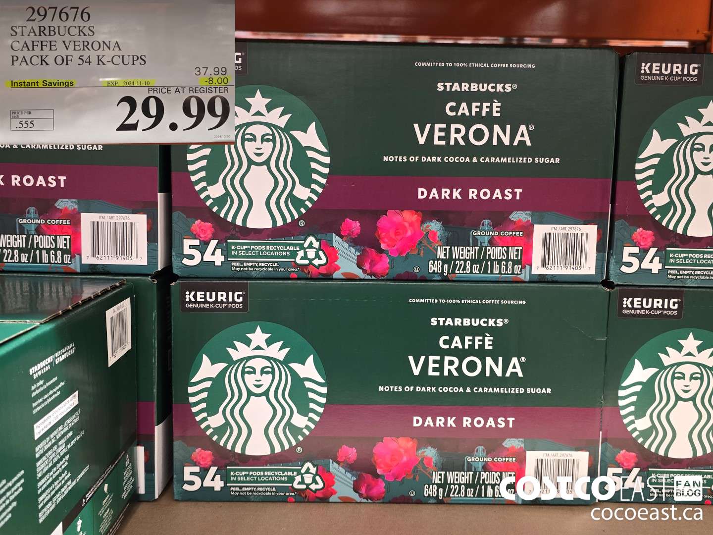 297676 STARBUCKS CAFFE VERONA PACK OF 54 K-CUPS ($8.00 INSTANT SAVINGS EXPIRES ON 2024-11-10) $29.99