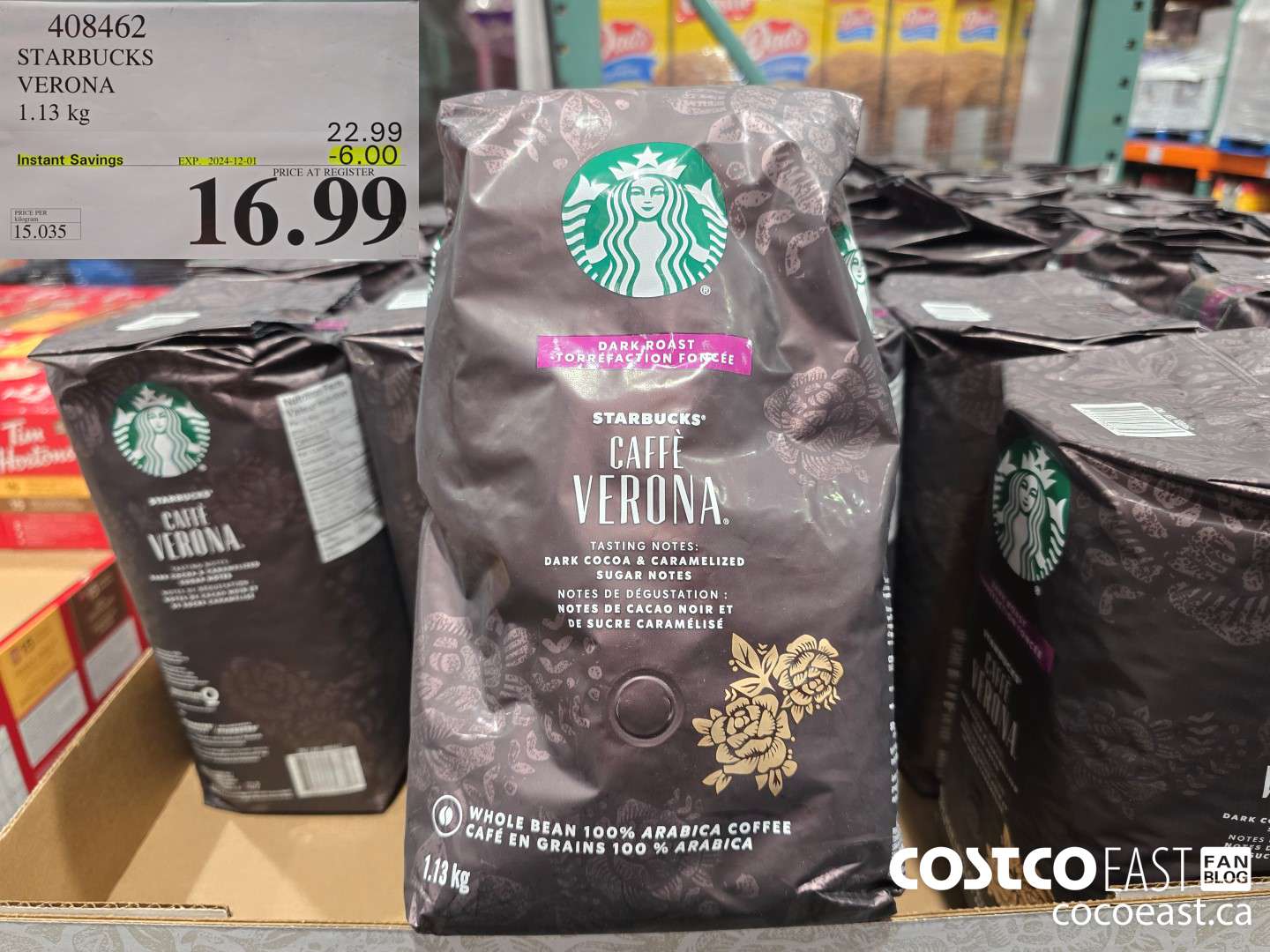 408462 STARBUCKS VERONA BLEND 1.13 KG ($6.00 INSTANT SAVINGS EXPIRES ON 2024-12-01) $16.99