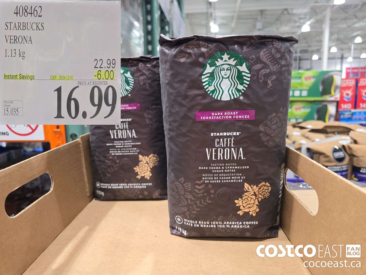 408462 STARBUCKS VERONA BLEND 1.13 KG ($6.00 INSTANT SAVINGS EXPIRES ON 2024-12-01) $16.99