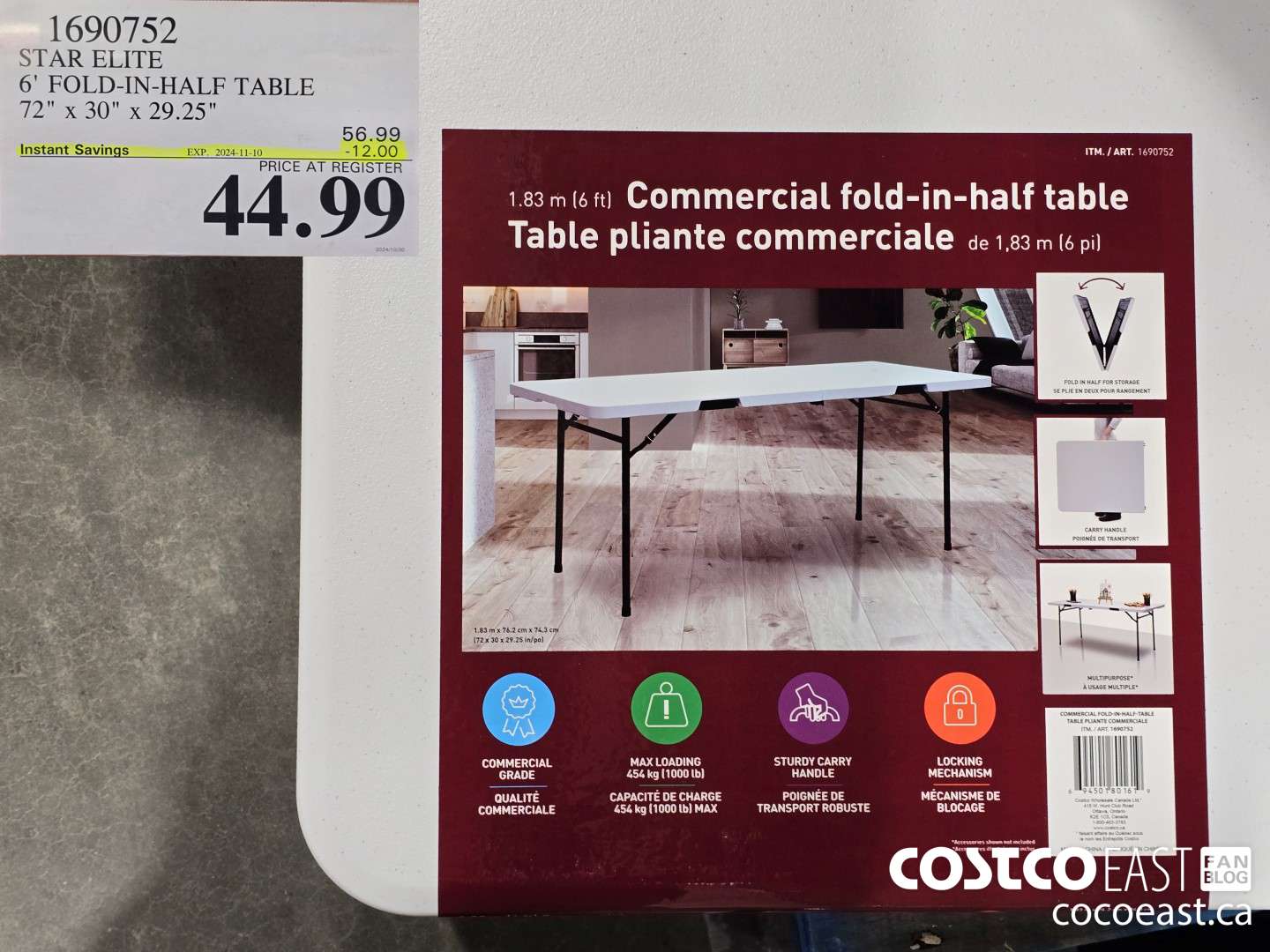 1690752 STAR ELITE 6' FOLD-IN-HALF TABLE 72