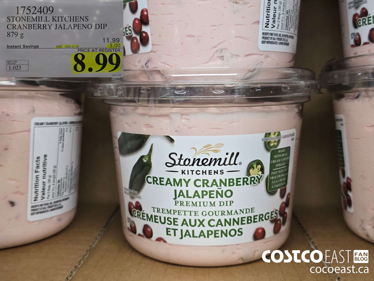 1752409 STONEMILL CREAMY CRANBERRY JALAPENO DIP 879 G ($3.00 INSTANT SAVINGS EXPIRES ON 2024-11-18) $8.99