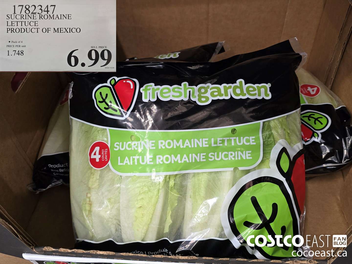 1782347 SUCRINE ROMAINE LETTUCE PRODUCT OF MEXICO $6.99
