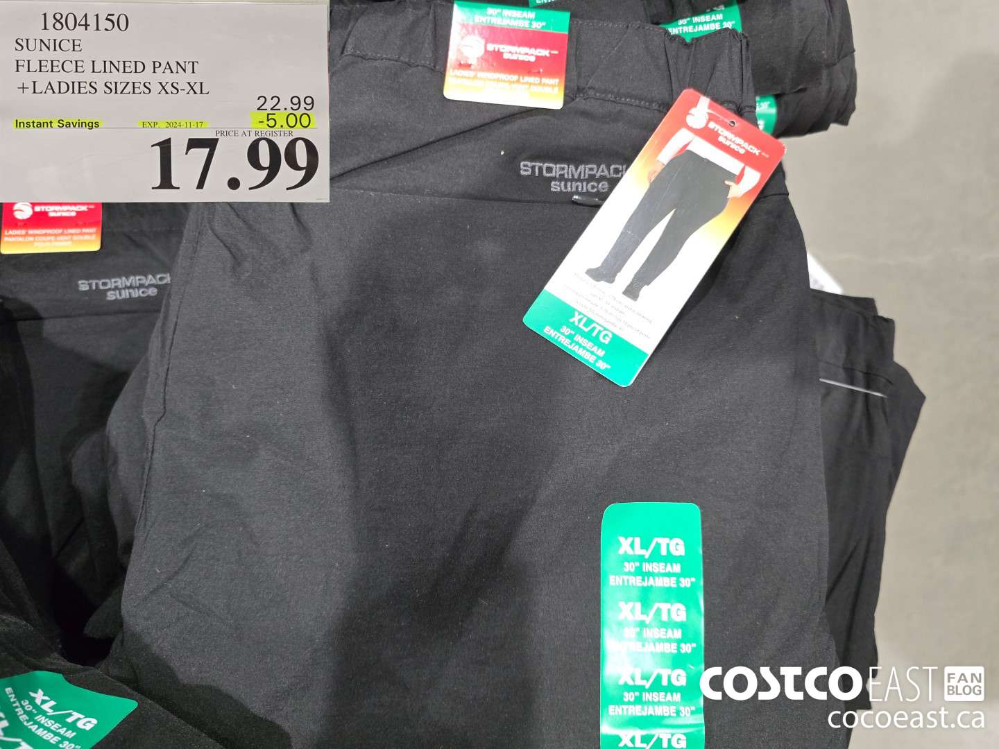 1804150 SUNICE FLEECE LINED PANT +LADIES SIZES XS-XL ($5.00 INSTANT SAVINGS EXPIRES ON 2024-11-17) $17.99