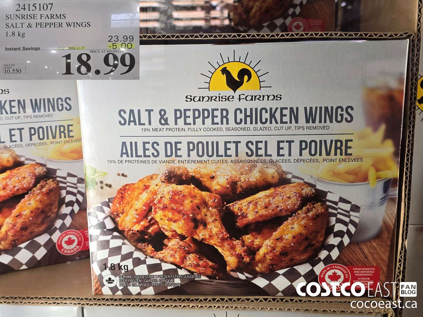 2415107 SUNRISE FARMS SALT & PEPPER WINGS 1.8KG ($5.00 INSTANT SAVINGS EXPIRES ON 2024-11-17) $18.99