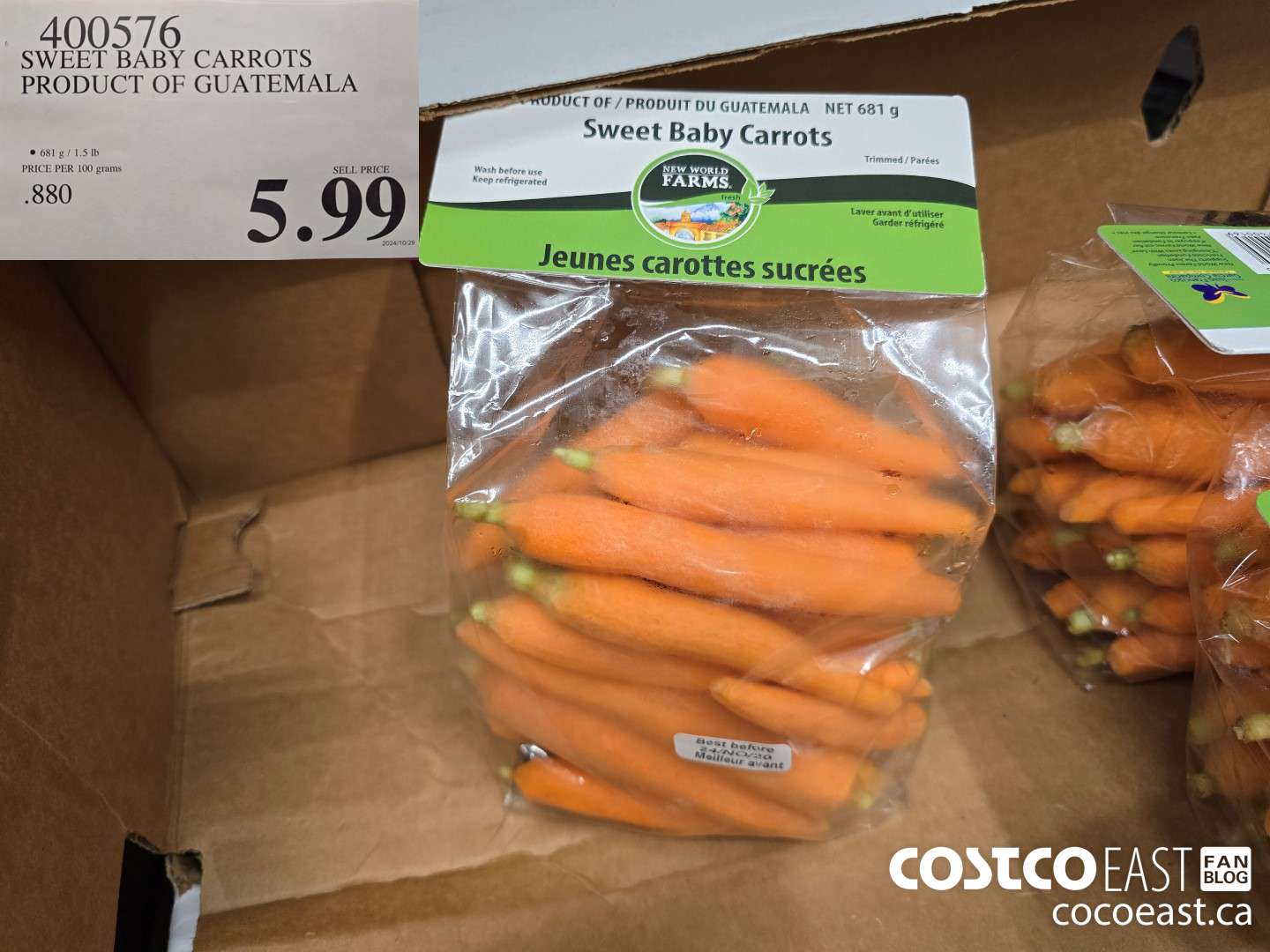 400576 SWEET BABY CARROTS PRODUCT OF GUATEMALA $5.99
