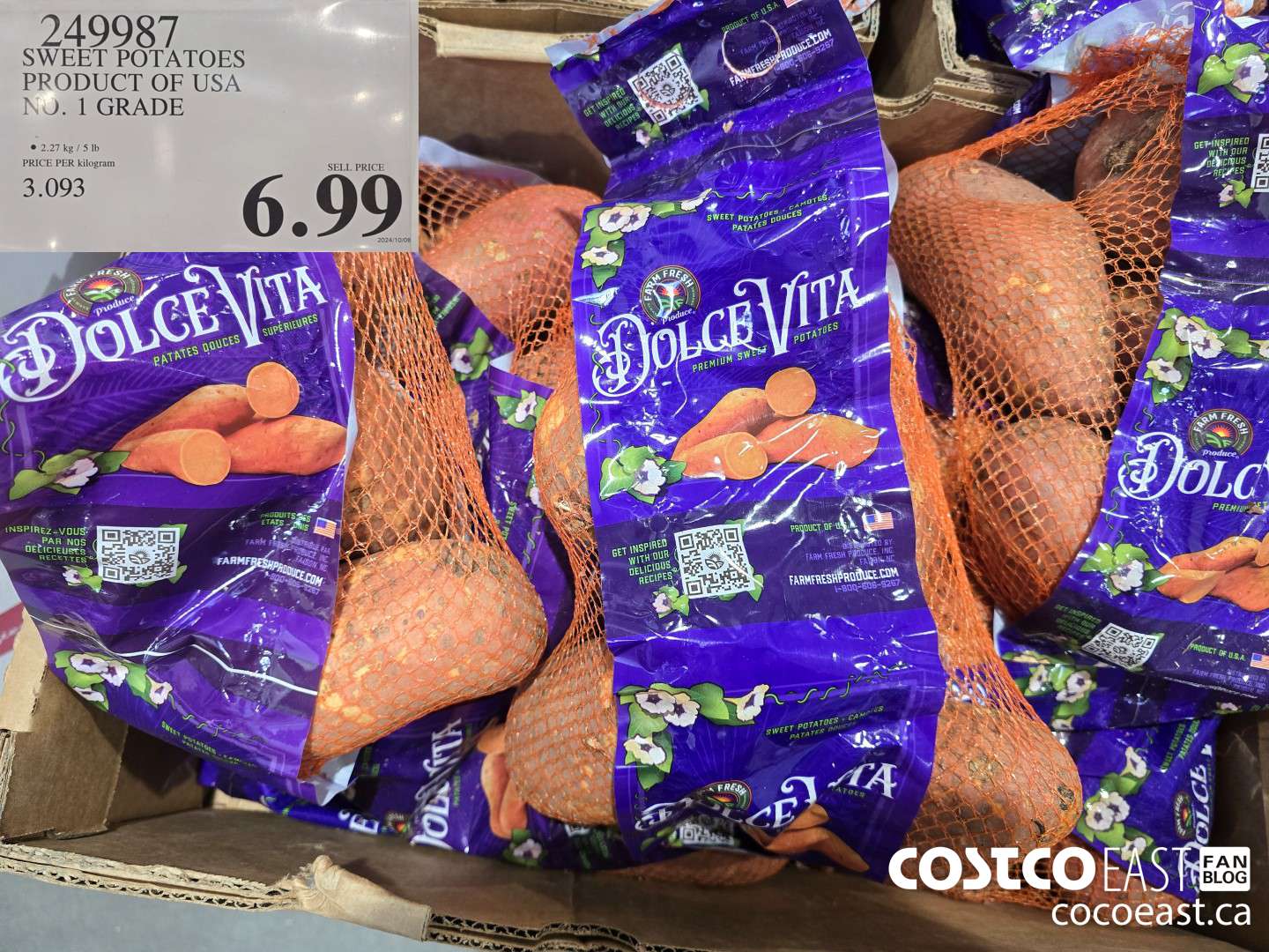 249987 SWEET POTATOES PRODUCT OF USA NO.1 GRADE $6.99