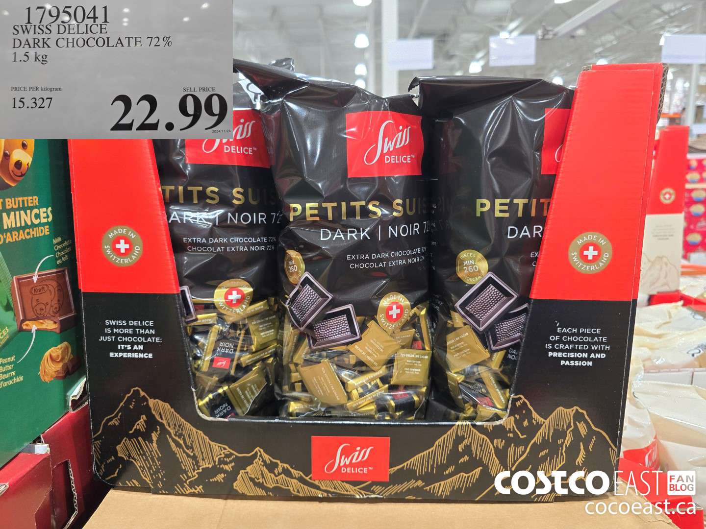 1795041 SWISS DELICE DARK CHOCOLATE 72% 1.5 kg $22.99