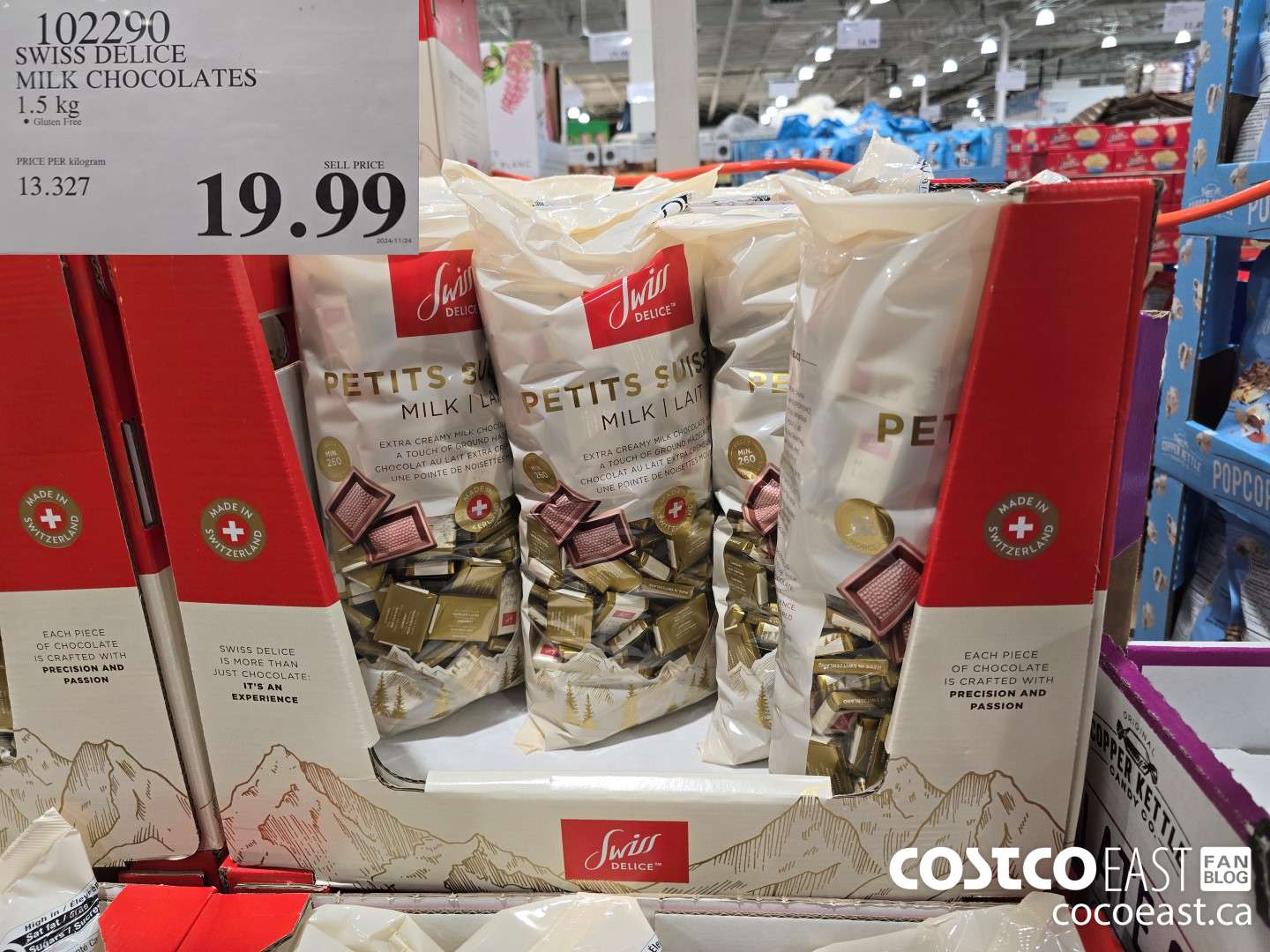 102290 SWISS DELICE MILK CHOCOLATES 1.5 KG $19.99