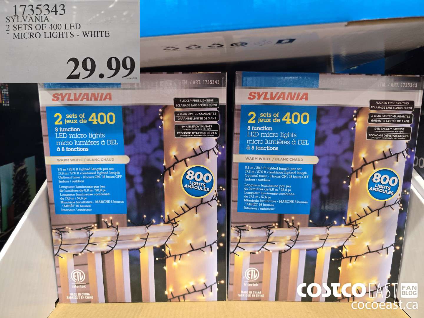 1735343 SYLVANIA STAY-LIT 2 SETS OF 400 LED MINI ~ WARM WHITE LIGHTS $29.99