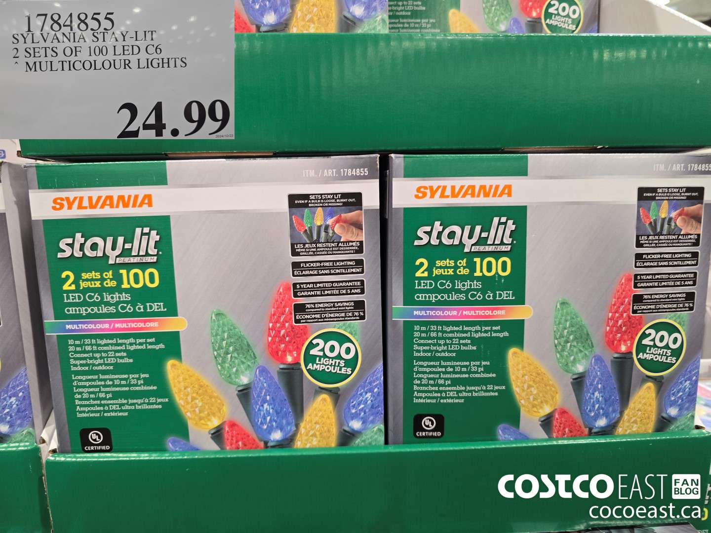 1784855 SYLVANIA STAY-LIT SETS OF 100 LED C6 *MULTICOLOUR LIGHTS $24.99