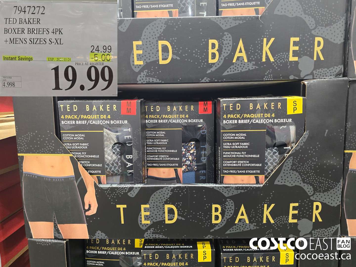 7947272 TED BAKER BOXER BRIEFS 4PK +MENS SIZES S-XL ($5.00 INSTANT SAVINGS EXPIRES ON 2024-11-24) $19.99