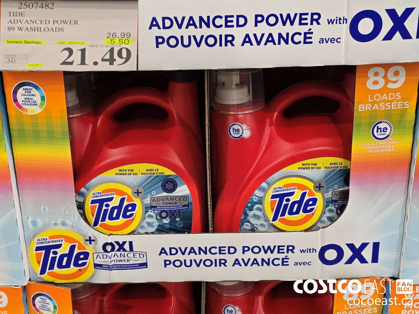 2507482 TIDE ADVANCED POWER 89 WASHLOADS ($5.50 INSTANT SAVINGS EXPIRES ON 2024-11-24) $21.49