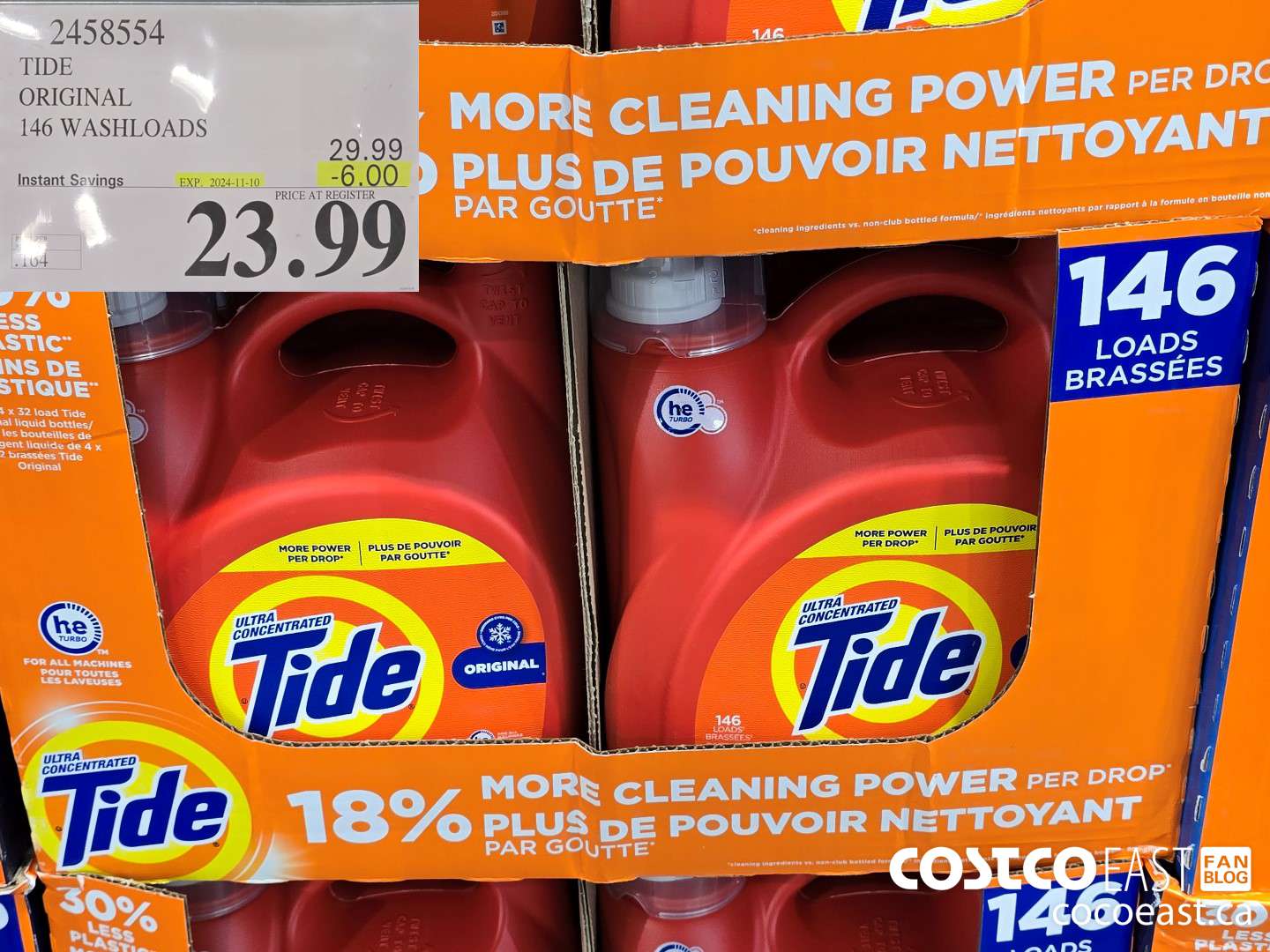2458554 TIDE ORIGINAL 146 WASHLOADS ($6.00 INSTANT SAVINGS EXPIRES ON 2024-11-10) $23.99