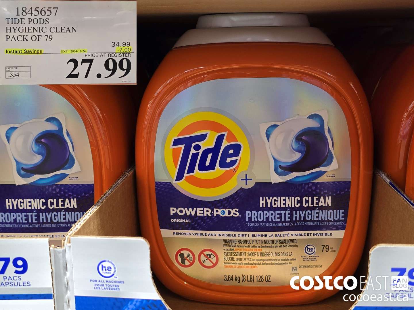 1845657 TIDE PODS HYGIENIC CLEAN PACK OF 79 ($7.00 INSTANT SAVINGS EXPIRES ON 2024-11-24) $27.99