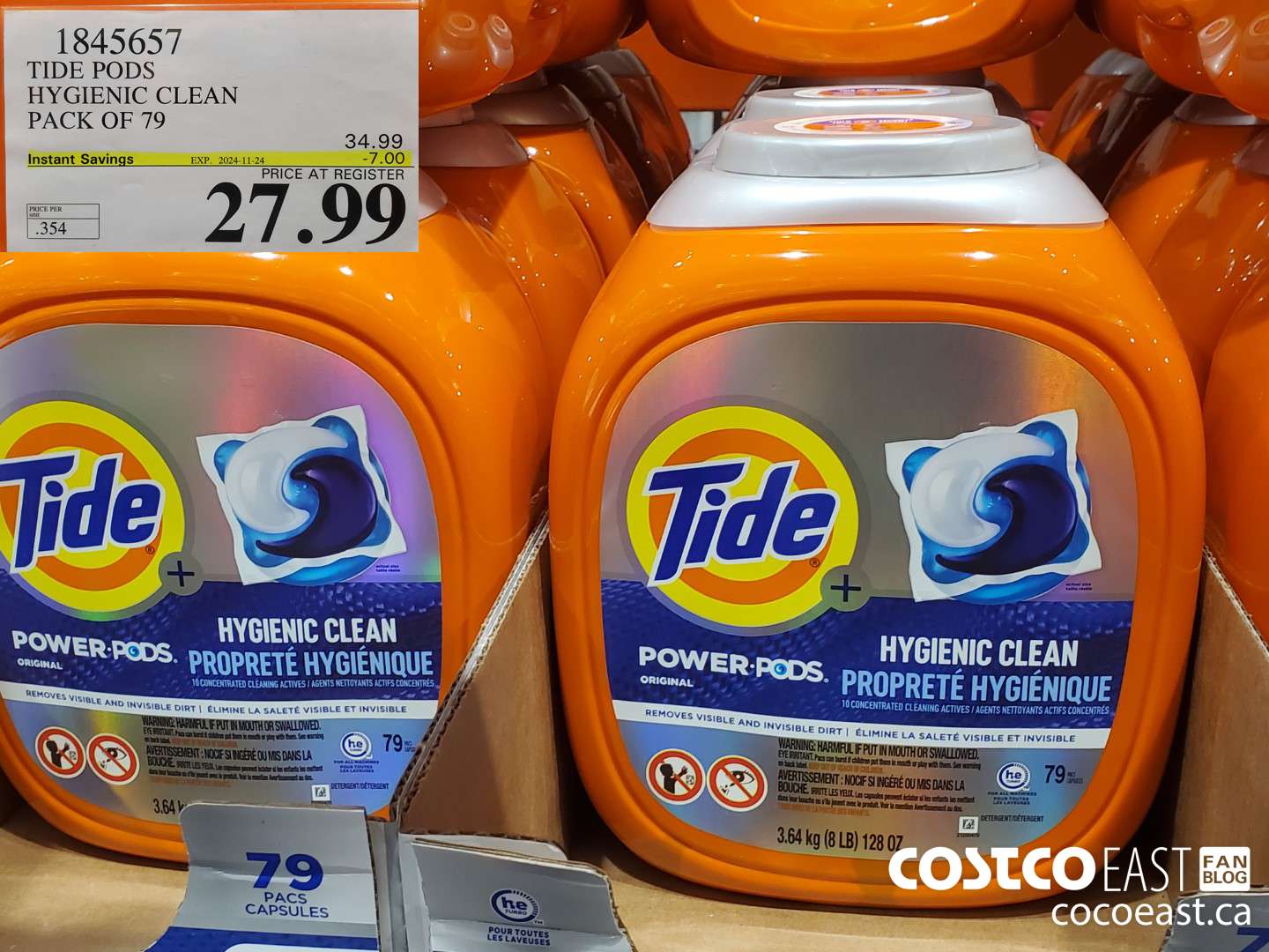 1845657 TIDE PODS HYGIENIC CLEAN PACK OF 79 ($7.00 INSTANT SAVINGS EXPIRES ON 2024-11-24) $27.99