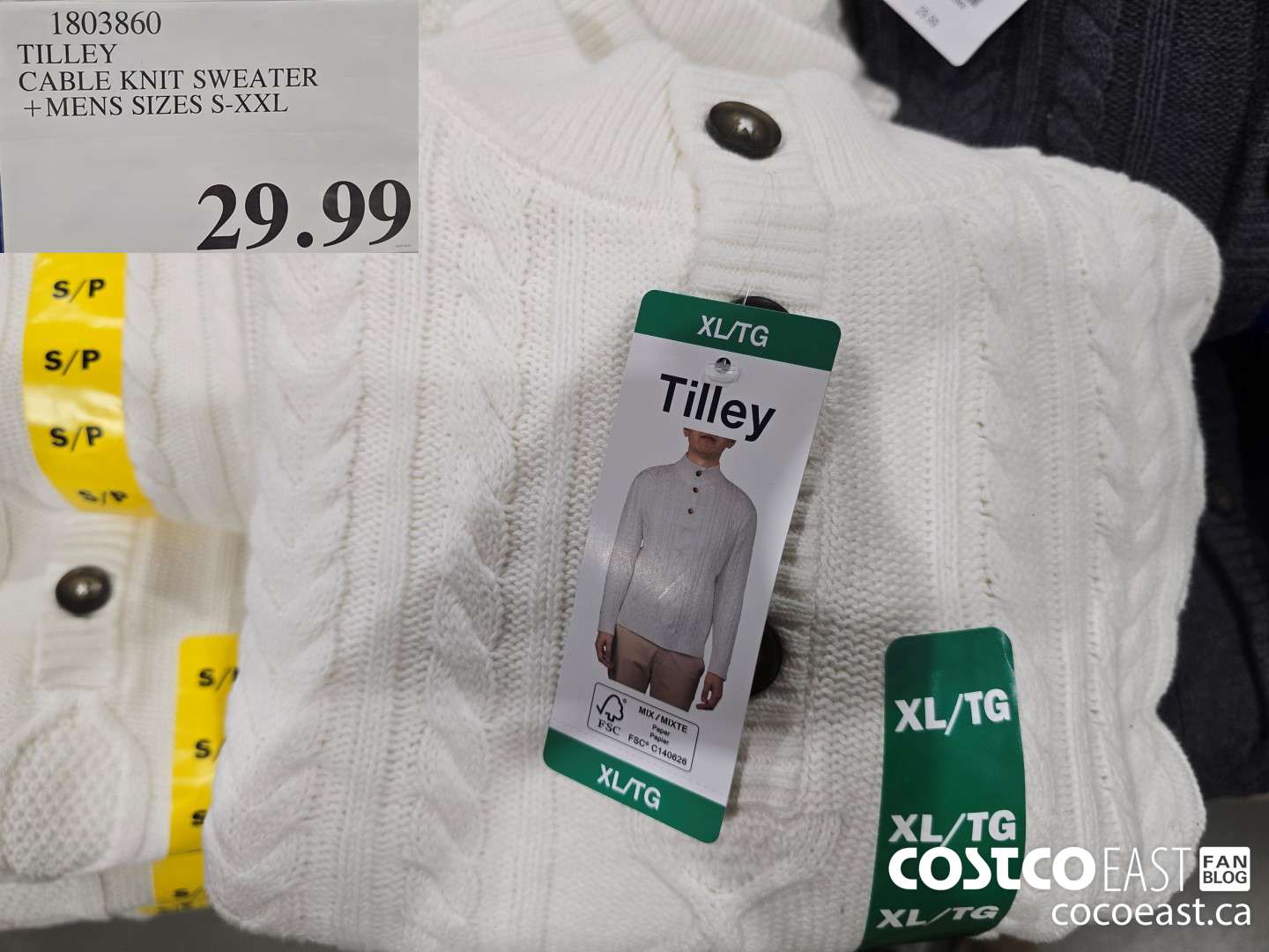 1803860 TILLEY CABLE KNIT SWEATER +MENS SIZES S-XXL $29.99