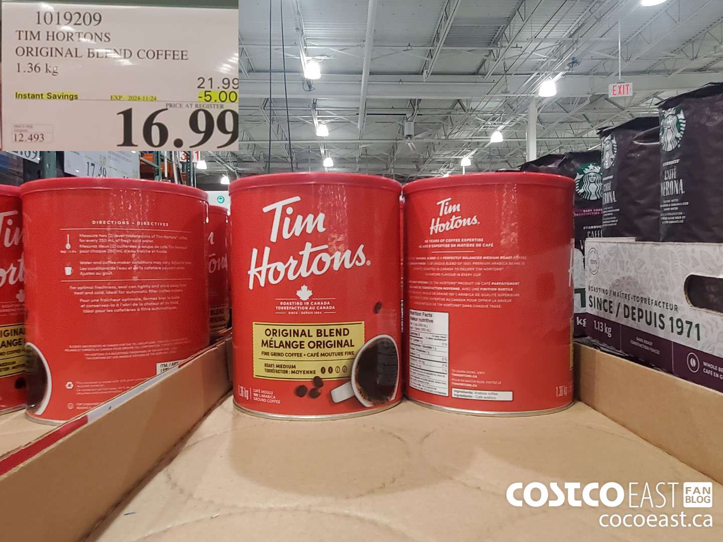 1019209 TIM HORTONS ORIGINAL BLEND COFFEE 1.36 KG ($5.00 INSTANT SAVINGS EXPIRES ON 2024-11-24) $16.99
