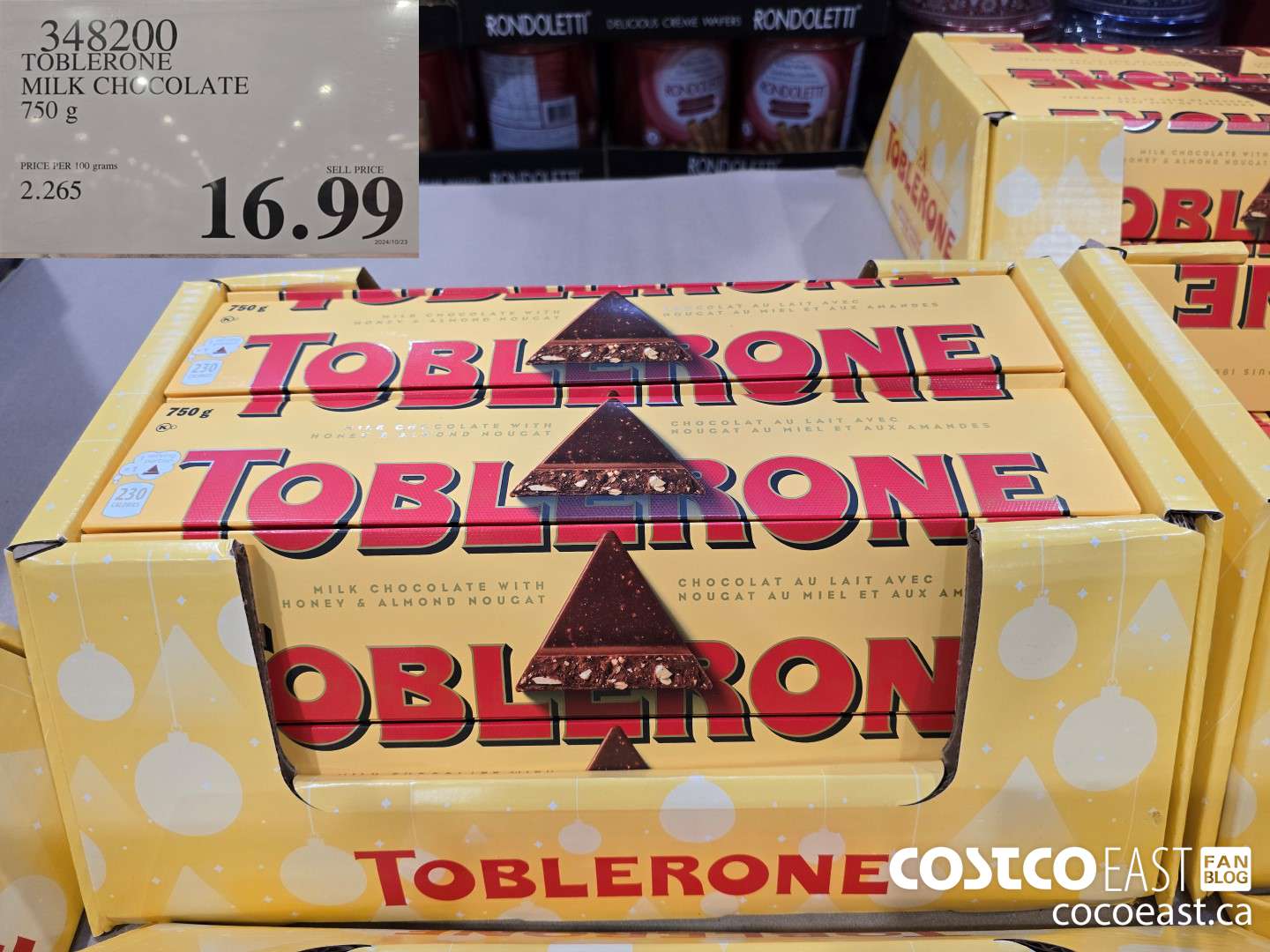 348200 TOBLERONE MILK CHOCOLATE 750 G $16.99