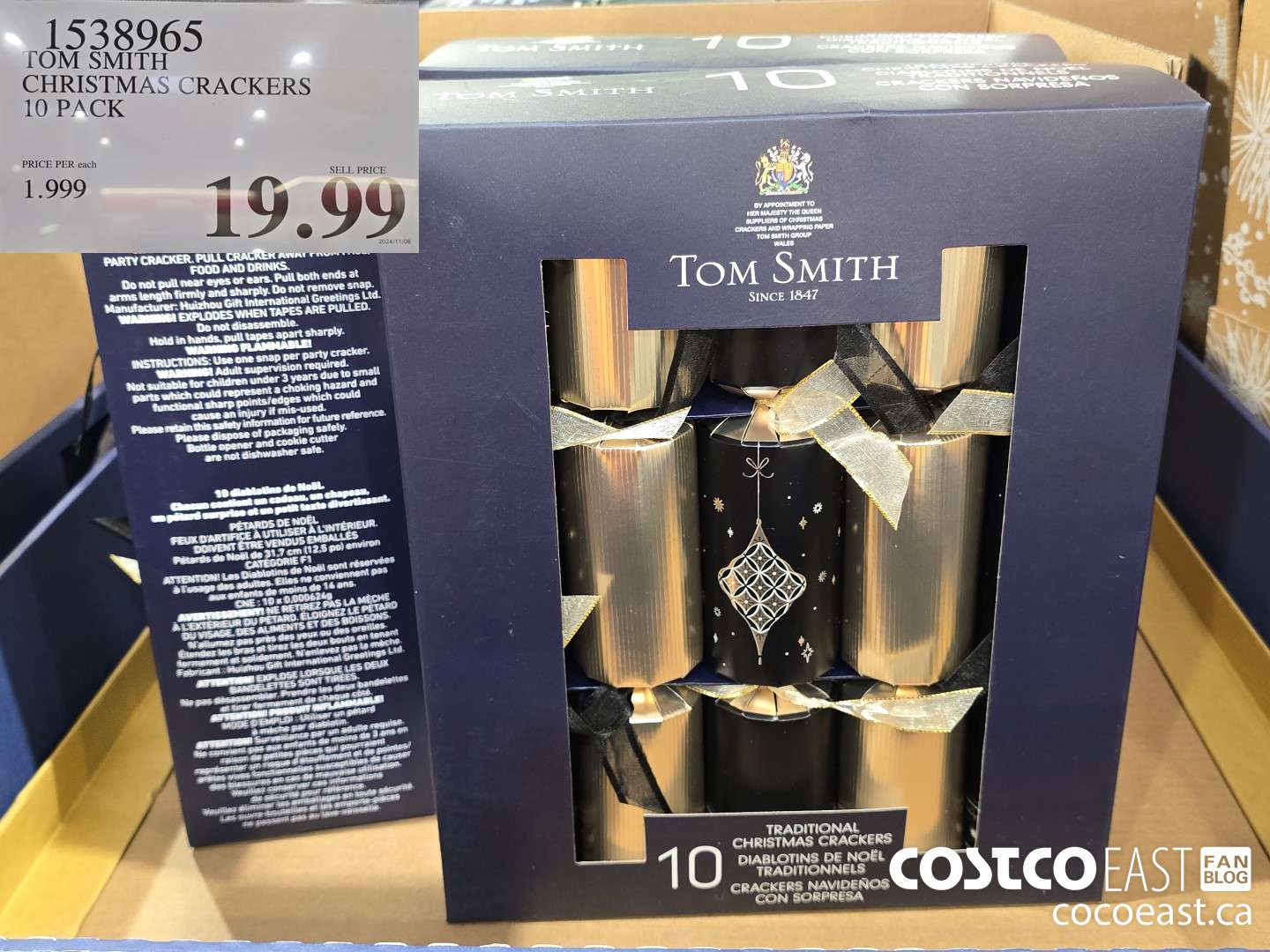 1538965 TOM SMITH CHRISTMAS CRACKERS 10 PACK $19.99