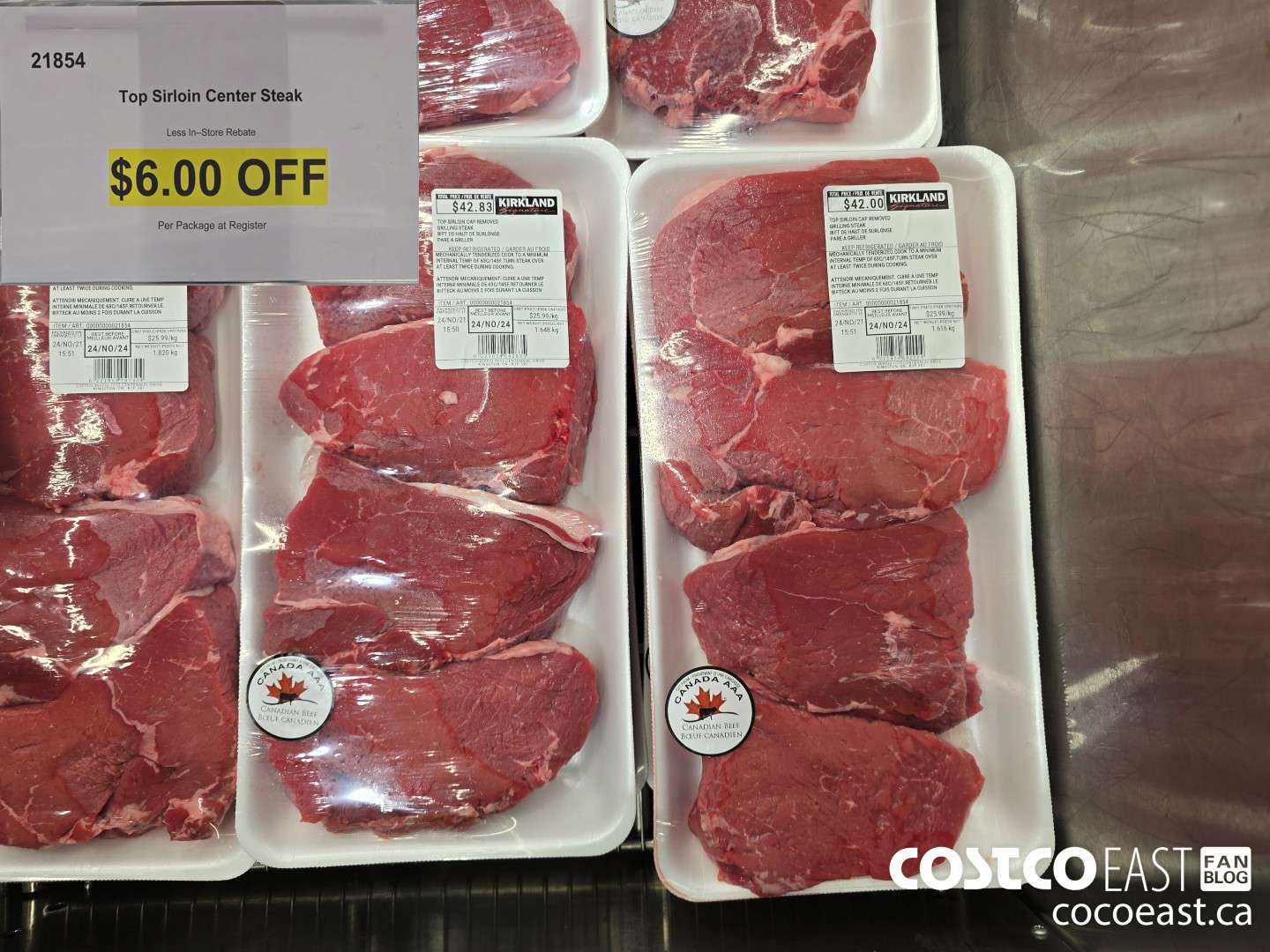 21854 TOP SIRLOIN CENTER STEAK ($6.00 INSTANT SAVINGS)
