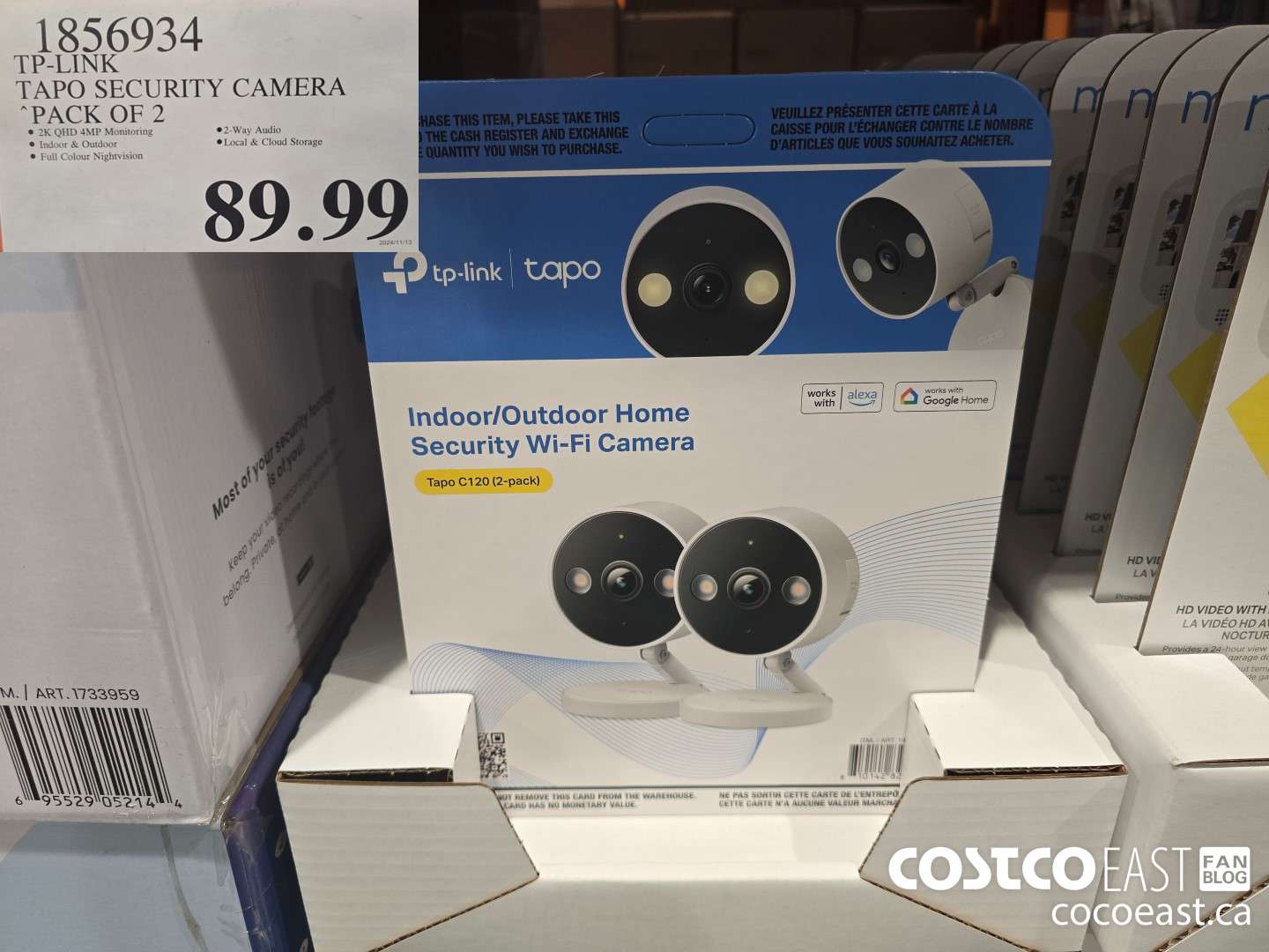 1856934 TP-LINK TAPO SECURITY CAMERA PACK OF 2 $89.99