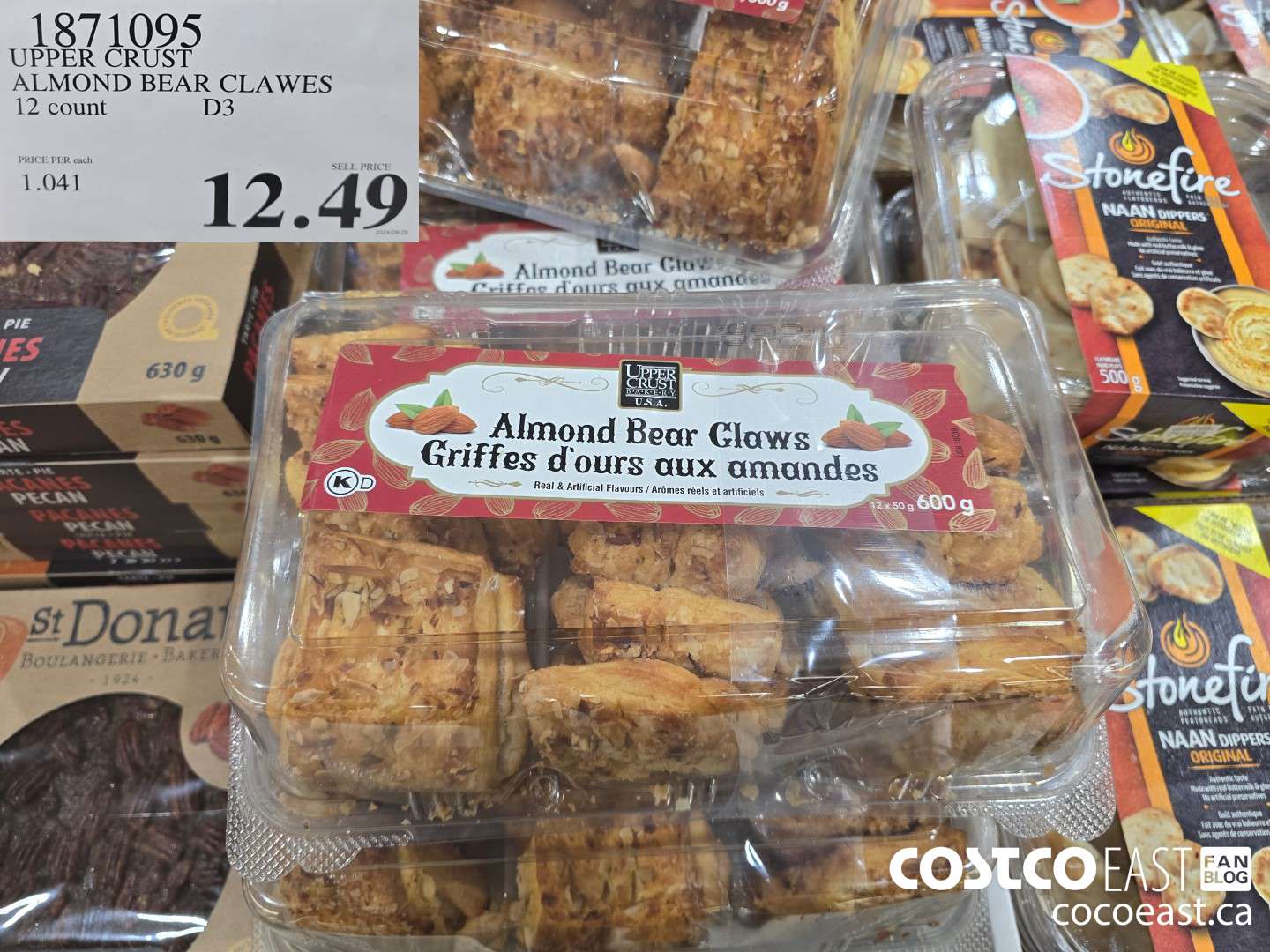 1871095 UPPER CRUST ALMOND BEAR CLAWS 12 count D3 $12.49