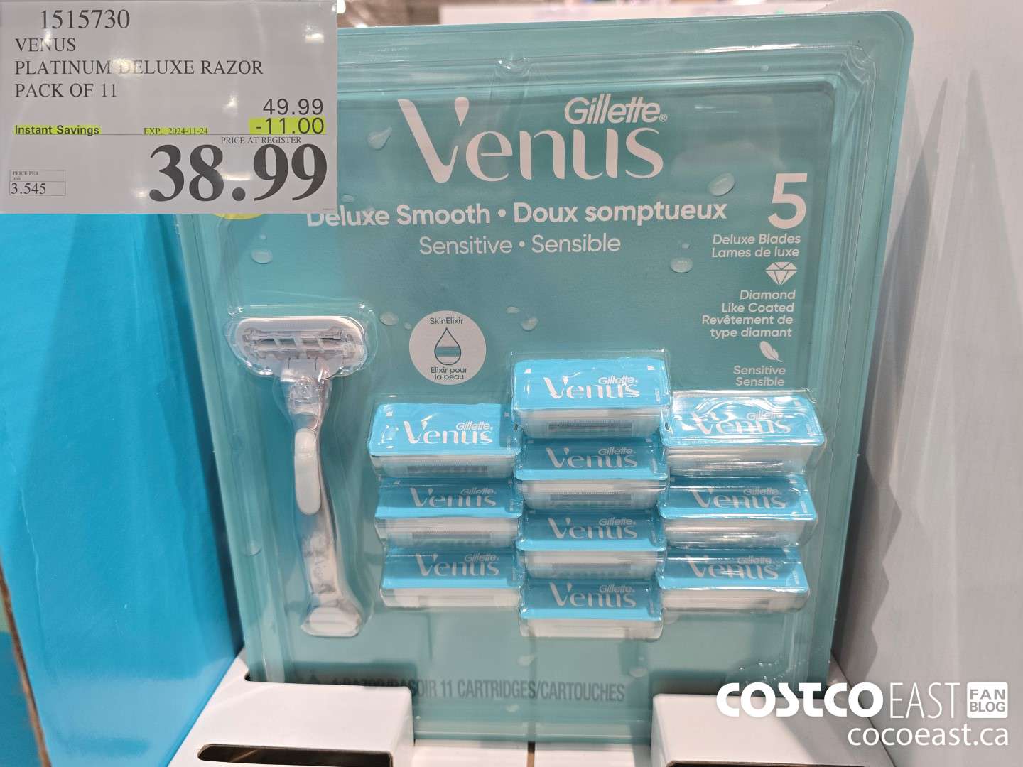 1315730 VENUS PLATINUM DELUXE RAZOR + 11 CARTRIDGES ($11.00 INSTANT SAVINGS EXPIRES ON 2024-11-24) $38.99