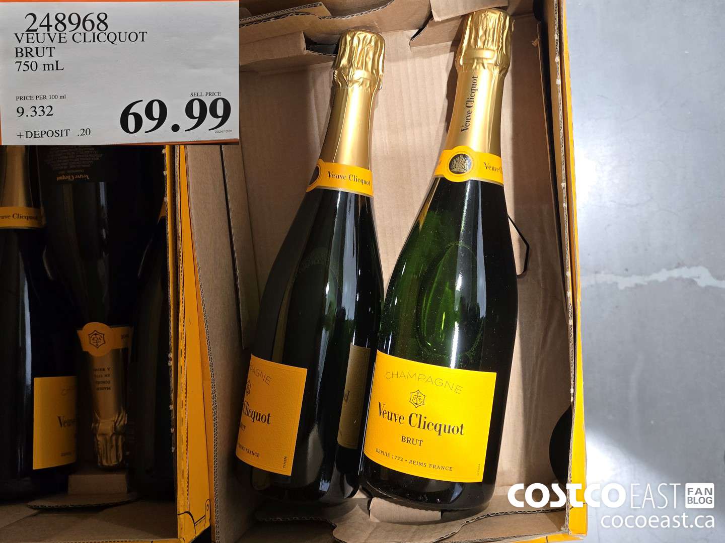 248968 VEUVE CLICQUOT BRUT 750 mL $69.99