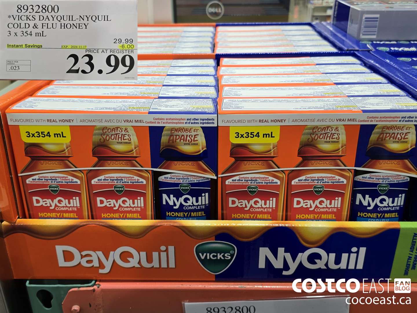 8932800 VICKS DAYQUIL-NYQUIL COLD & FLU HONEY 3 X 354 ML ($6.00 INSTANT SAVINGS EXPIRES ON 2024-11-17) $23.99