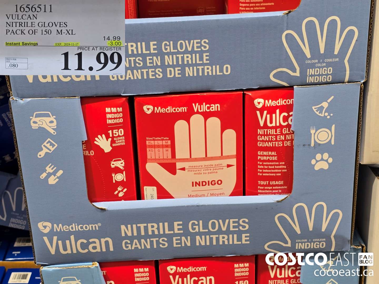 1656511 VULCAN NITRILE GLOVES PACK OF 150 M-XL ($3.00 INSTANT SAVINGS EXPIRES ON 2024-11-17) $11.99