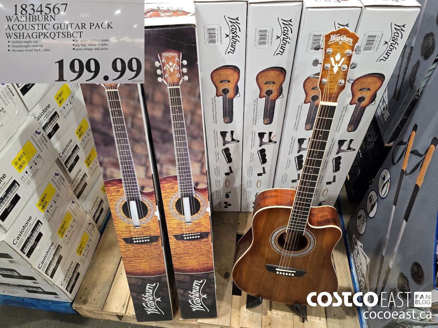 1834567 WASHBURN ACOUSTIC GUITAR PACK WSHAGPKQTSBCT $199.99