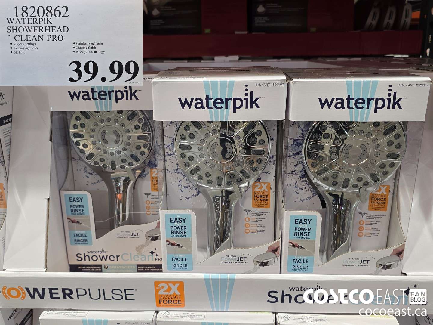 1820862 WATERPIK SHOWERHEAD CLEAN PRO $39.99