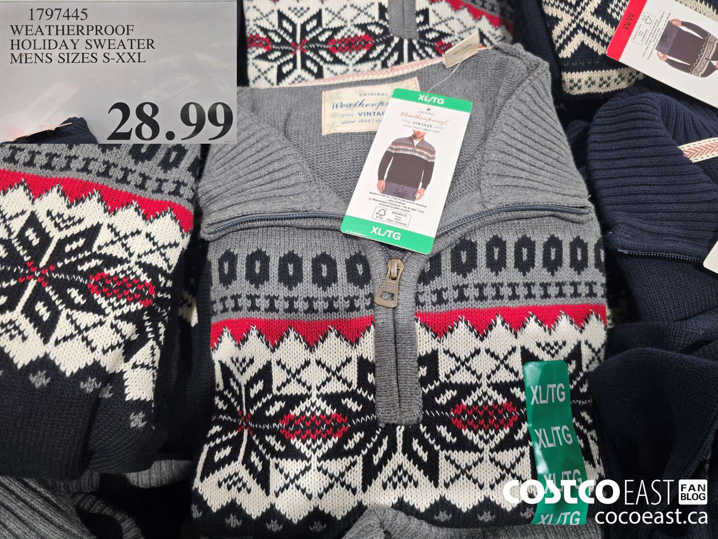 1797445 WEATHERPROOF HOLIDAY SWEATER MENS SIZES S-XXL $28.99