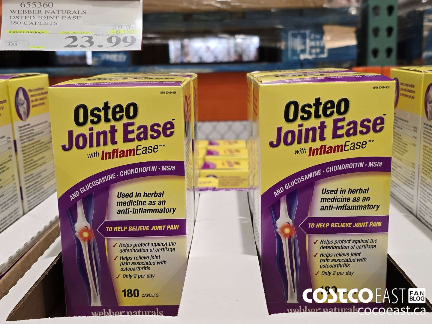 655360 WEBBER NATURALS OSTEO JOINT EASE 180 CAPLETS ($6.00 INSTANT SAVINGS EXPIRES ON 2024-11-17) $23.99