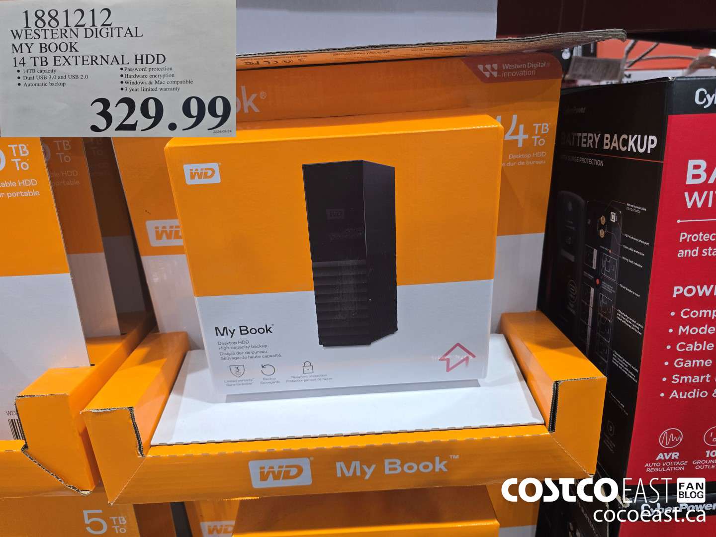 1881212 WESTERN DIGITAL MY BOOK 14TB HARD DRIVE $329.99