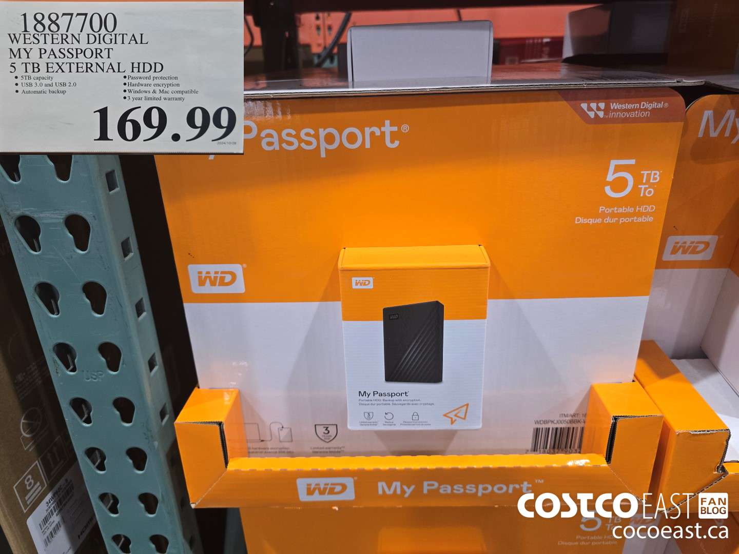 1887700 WESTERN DIGITAL MY PASSPORT 5TB HDD HARD DRIVE $169.99