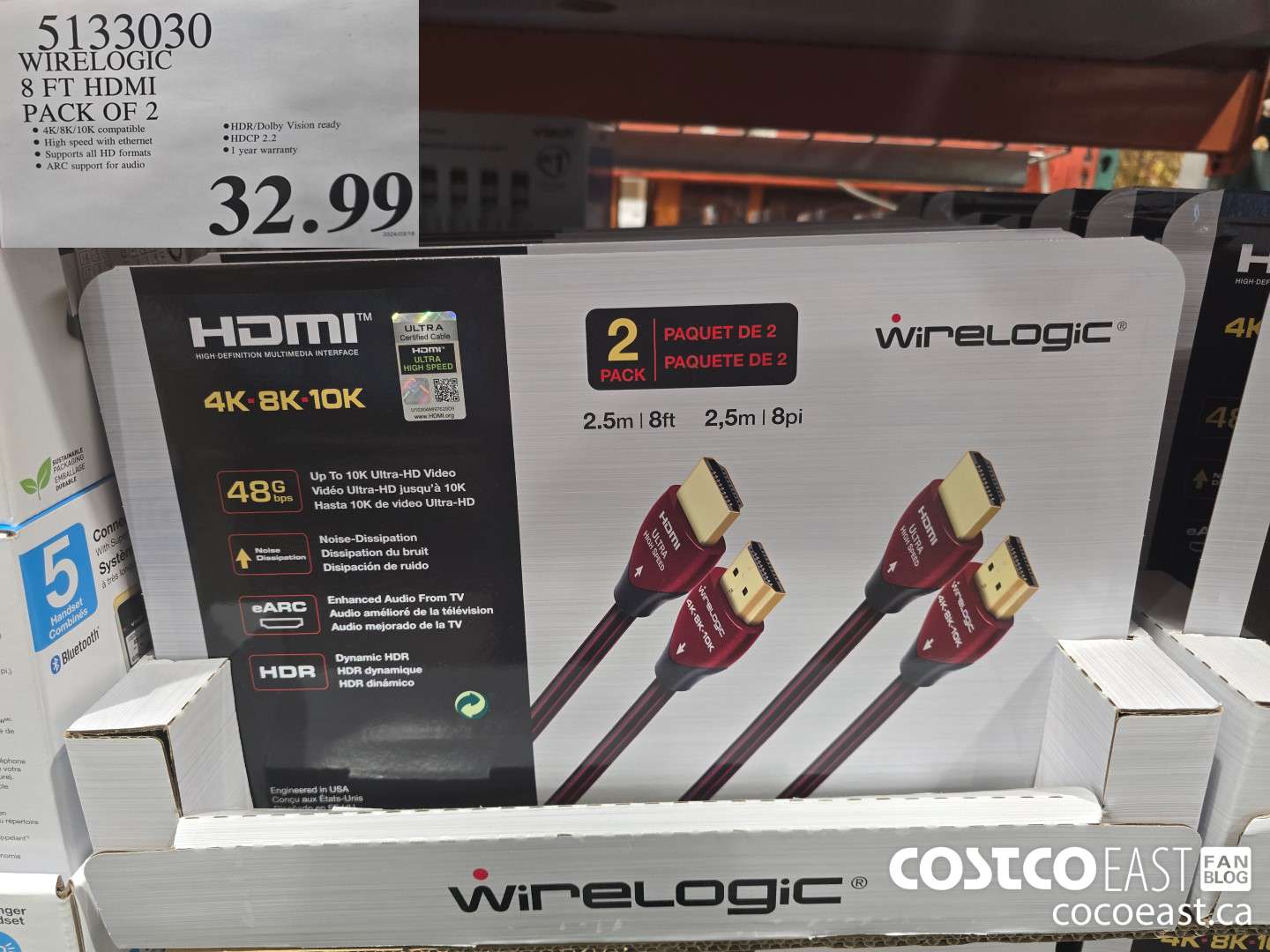 5133030 WIRELOGIC 8 FT HDMI PACK OF 2 $32.99