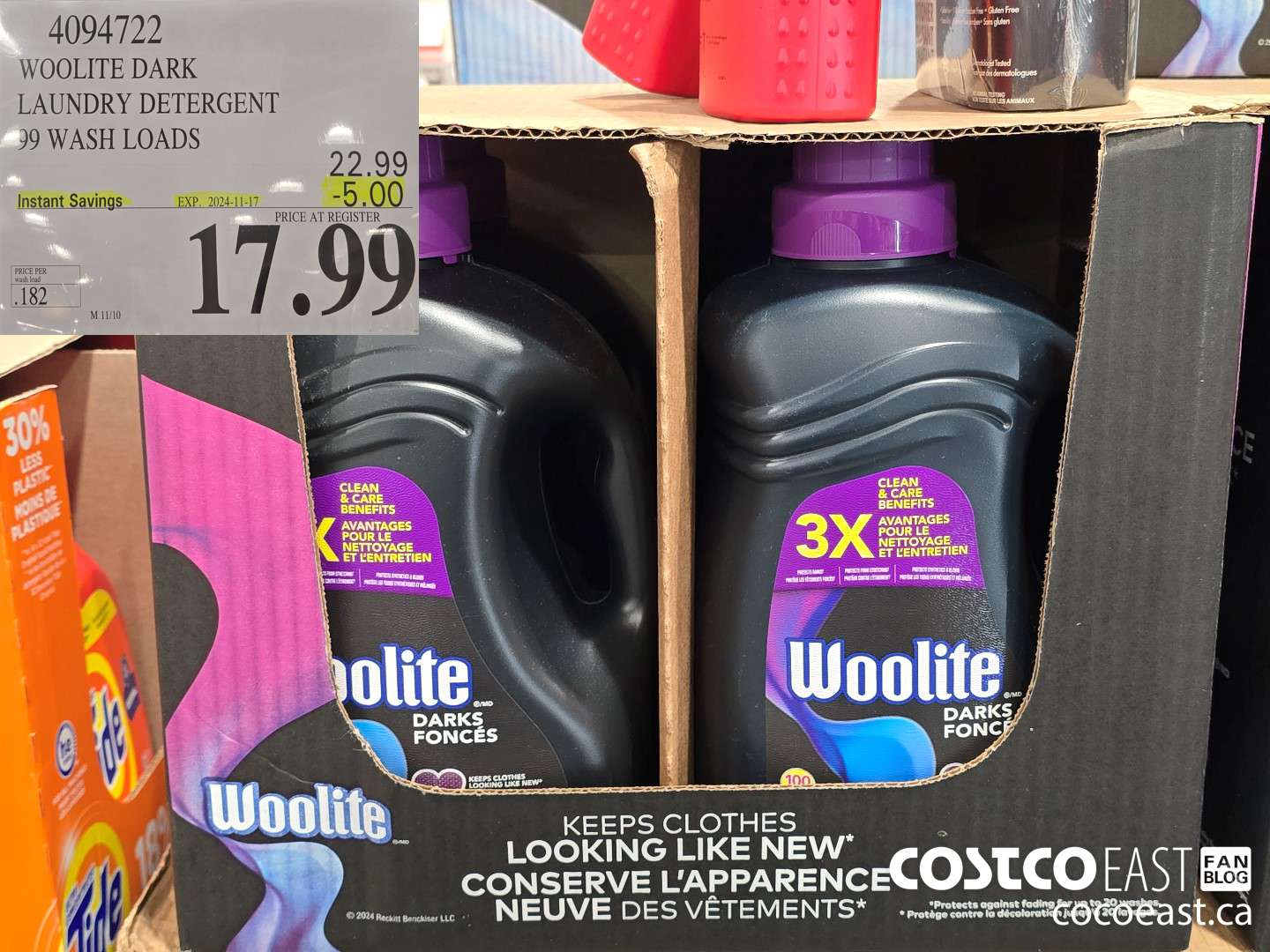 4094722 WOOLITE DARK LAUNDRY DETERGENT 99 wash loads ($5.00 INSTANT SAVINGS EXPIRES ON 2024-11-17) $17.99