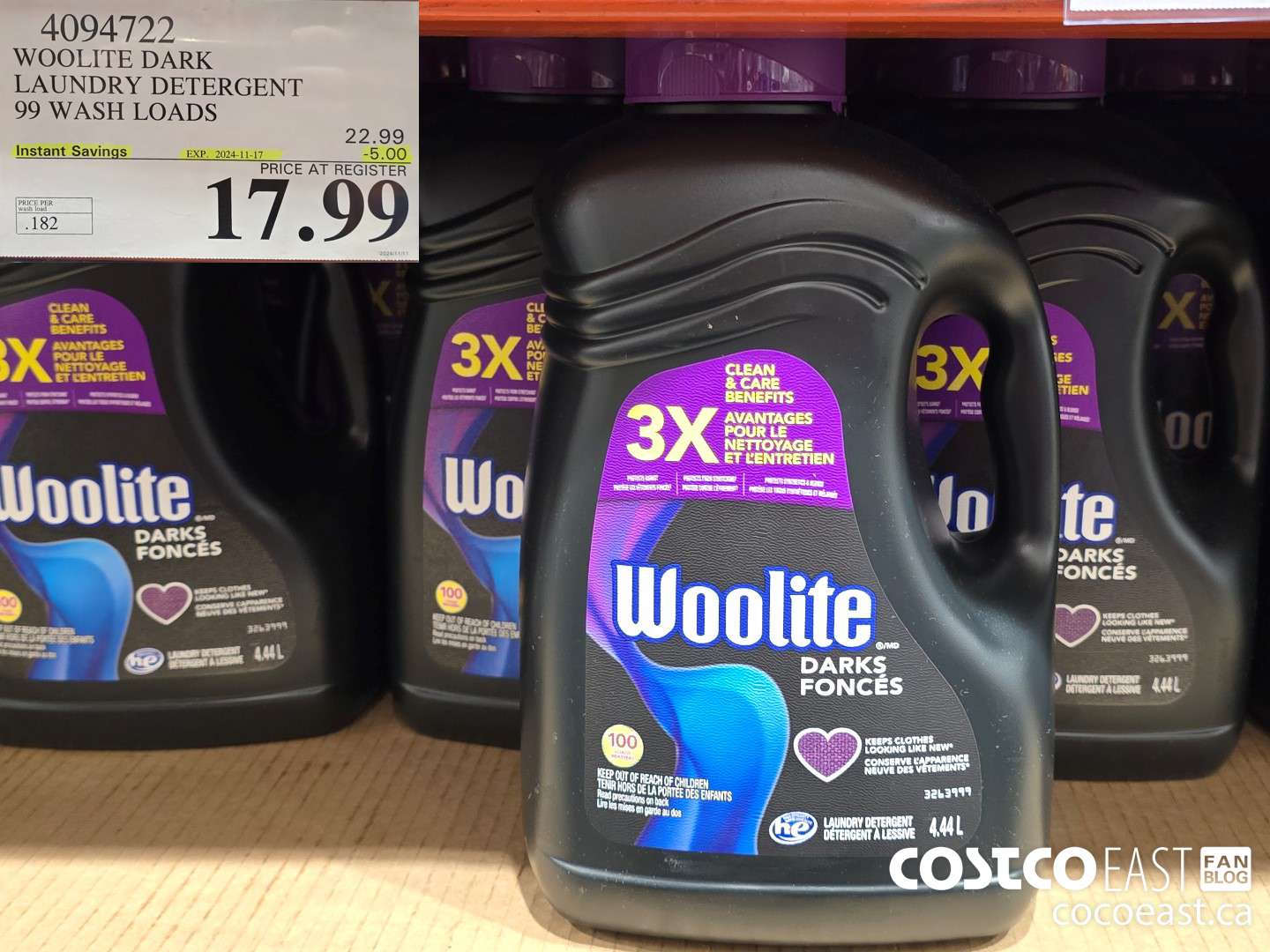 4094722 WOOLITE DARK LAUNDRY DETERGENT 99 wash loads ($5.00 INSTANT SAVINGS EXPIRES ON 2024-11-17) $17.99