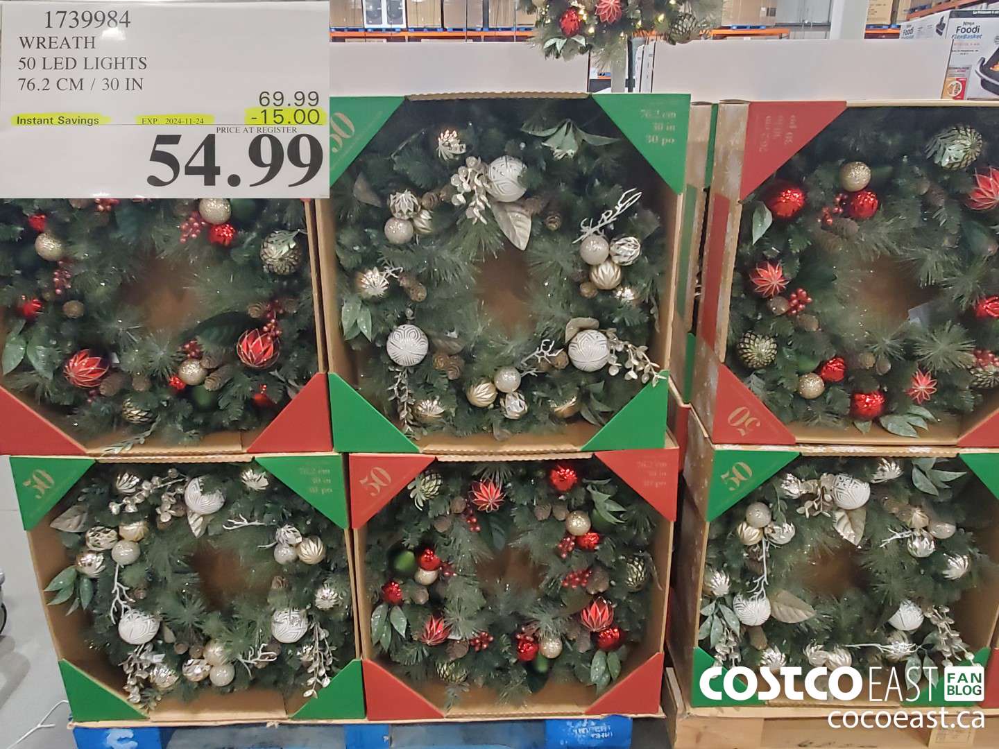 1739984 WREATH 50 LED LIGHTS 76.2 CM / 30 IN ($15.00 INSTANT SAVINGS EXPIRES ON 2024-11-24) $54.99