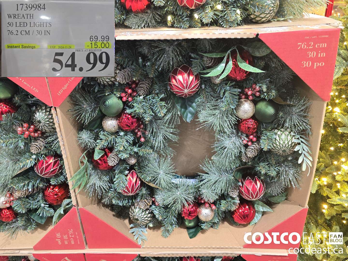 1739984 WREATH 50 LED LIGHTS 76.2 CM / 30 IN ($15.00 INSTANT SAVINGS EXPIRES ON 2024-11-24) $54.99