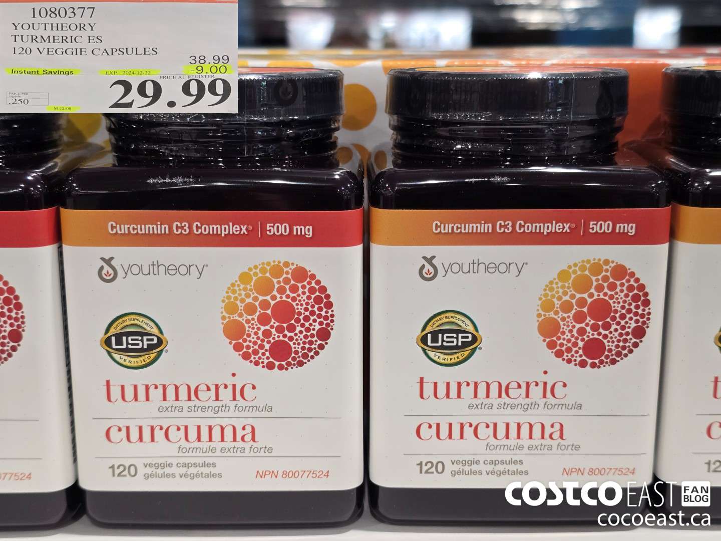 1080377 YOUTHEORY TUMERIC ES 120 VEGGIE CAPSULES ($9.00 INSTANT SAVINGS EXPIRES ON 2024-12-22) $29.99