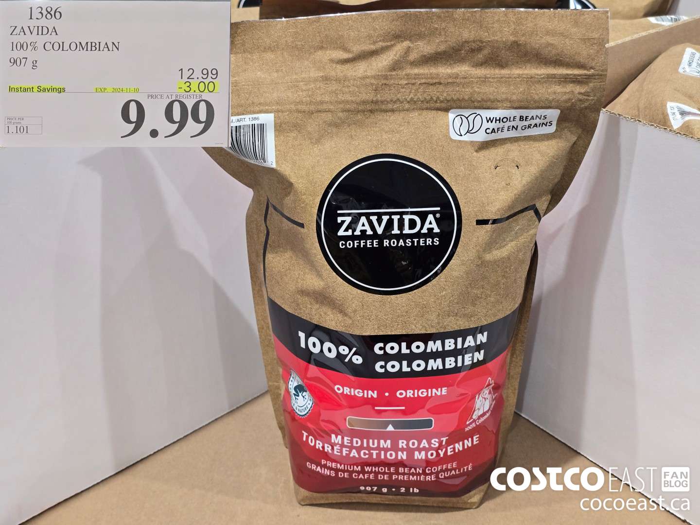 1386 ZAVIDA 100% COLOMBIAN 907 g ($3.00 INSTANT SAVINGS EXPIRES ON 2024-11-10) $9.99