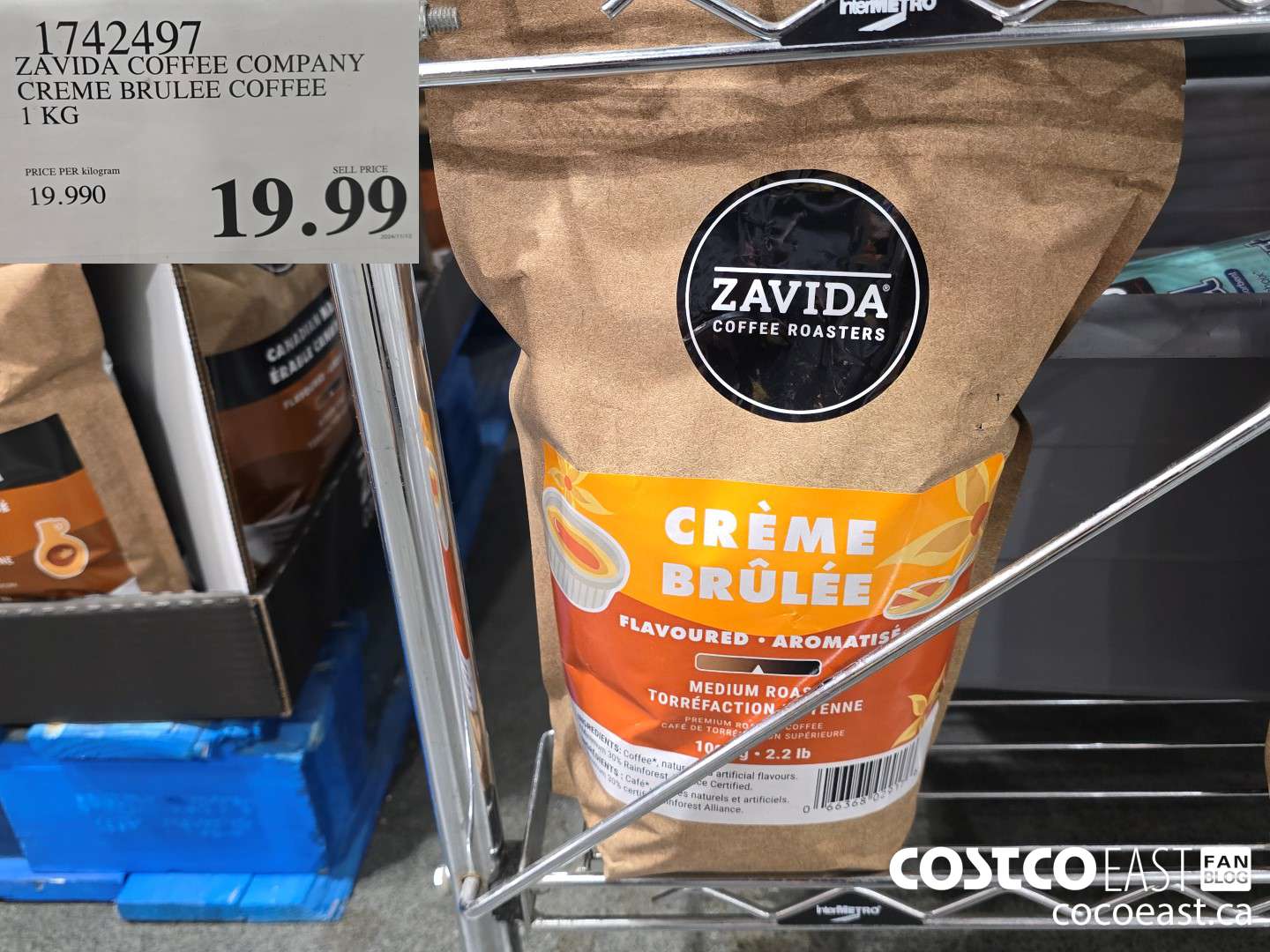 1742497 ZAVIDA COFFEE COMPANY CREME BRULEE COFFEE 1 KG $19.99